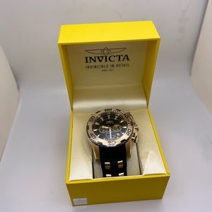 Men's Invicta Pro Diver Chronograph Gold-Tone Strap Watch with Grey Dial 22344